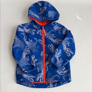 Cat & Jack Rain/ Wind Breaker Jacket Blue Dinosaur Print Hoodie Boys 3T